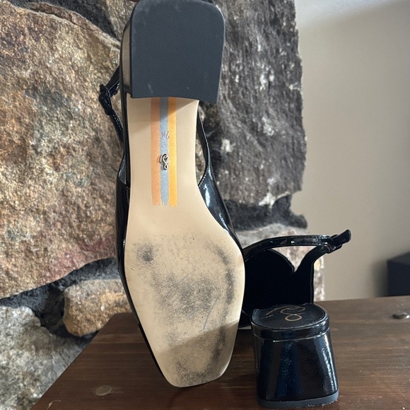 Sam Edelman 7.5 Elegant Black Patent Leather Slingback Loafers w gold accents - Picture 5 of 6